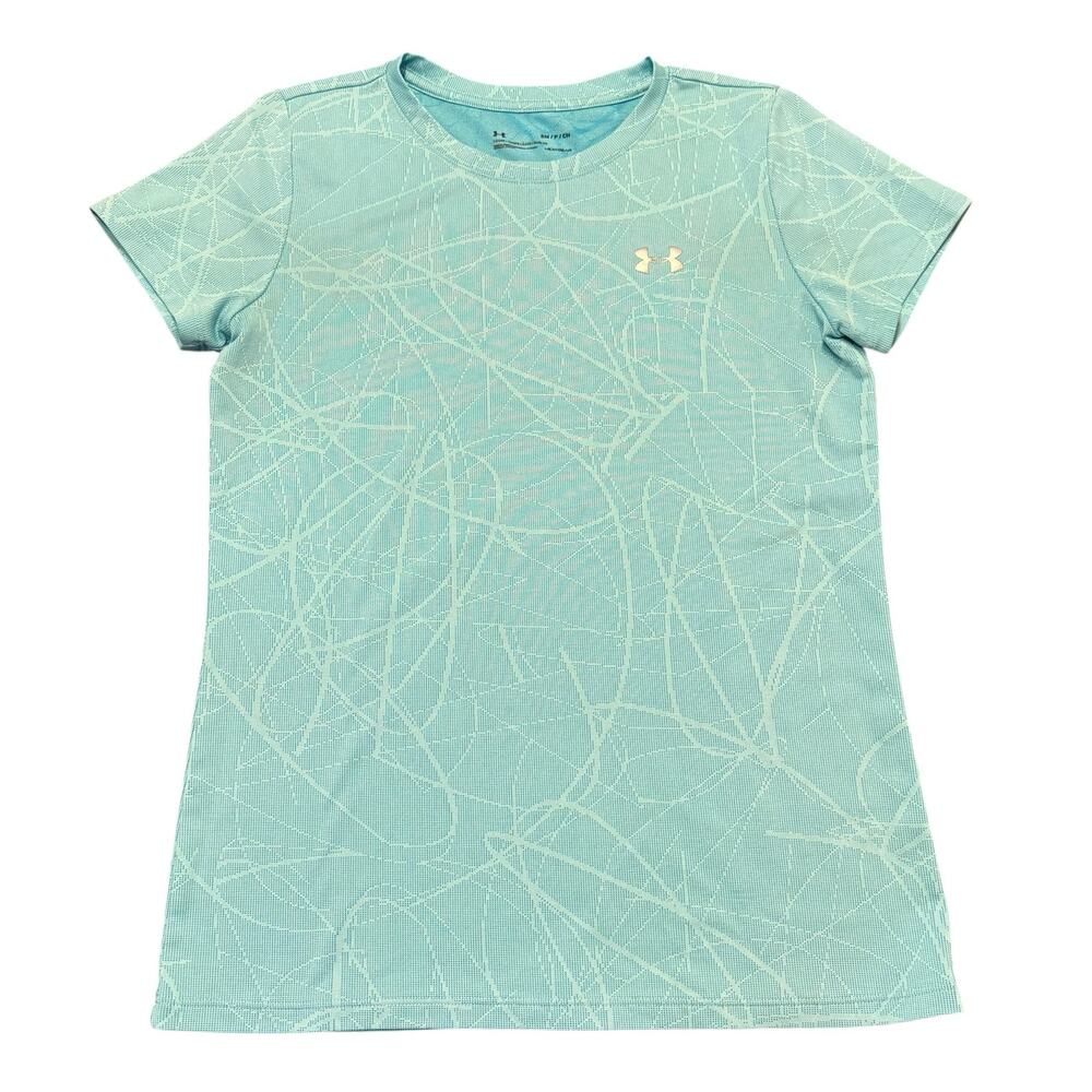 Under Armour Women's aqua textured crewneck tee, loose fit, heat gear, S